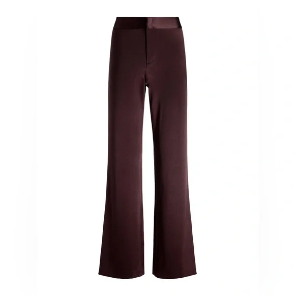 NWT $395 Alice Olivia Jc Wide-leg Side-slit Satin Pants